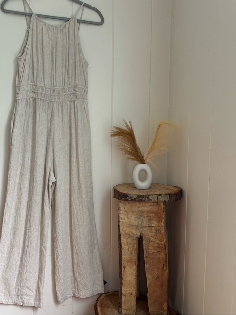 Monteau Cream Tie-Front Wide-Leg Jumpsuit - Picture 7 of 8